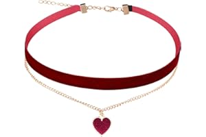 HekouJiub Gothic Samt Halskette Halloween Schwarz Trachtenkette Damen Choker Halskette mit Herzanhänger Verstellbare Herz Halsband 80er 90er Jahre Schleifenkette für Halloween Cosplay Party