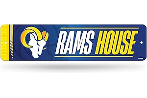 Rico Industries NFL Football Los Angeles Rams Metal Street Sign 4" x 15" Home Décor - Bedroom - Office - Man Cave