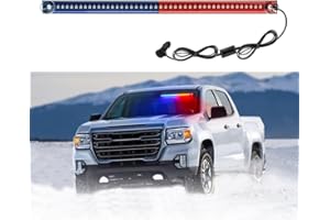 LCXECNW Barra luminosa lampeggiante di emergenza del parabrezza rosso/blu del LED con la tazza di aspirazione, luci di avvertimento stroboscopiche del LED, per l'automobile 12V-24V