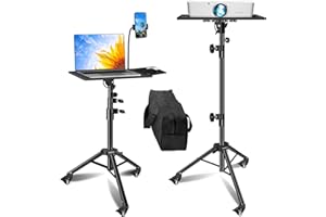 GZGDLJQ Projector Stand, Sturdy Durable Metal Laptop Tripod Stand with Wheels, Folding Floor Tripod Stand with Tray, Adjustable Height Portable DJ Equipment Stand for Indoors and Outdoors (29 Inch-69 Inch)
