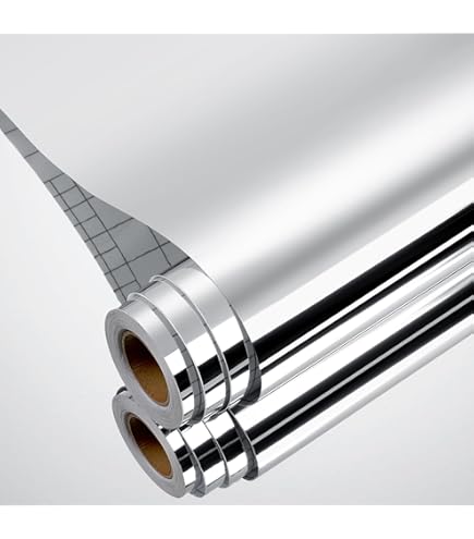 Autocollant Mural Miroir, 40x500cm Flexible Sans Verre Papier Peint Miroir Film Miroir Adhesif Peel And Stick Rouleau De Vinyle Miroir Pour La Maison Fête Décoration Tasses Fenêtres