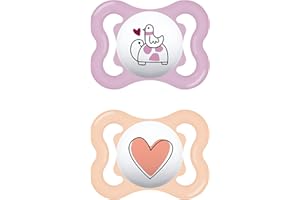 MAM Supreme - Ciuccio in set da 2 pezzi, per uno sviluppo sano dei denti e della mascella, previene le irritazioni della pelle, con scatola, 0-6 mesi, tartaruga/cuore