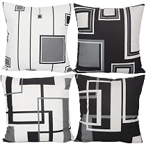 Aoihrraan 4 Federe Cuscino 51x51 Cm Con Gatto Nero – Stile Boho In Lino, Per Divano E Camera Da Letto - 5
