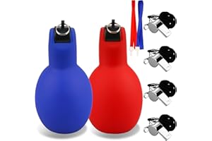 benlidoner 2 Stück Handpfeife mit 4 Stück Edelstahl Sportpfeifen Laute Signalpfeife Notfallpfeife mit Umhängeband Hand Squeeze Whistles fur Schulsport Trainer Schiedsrichter Sportlehrer Hundetrain