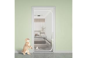 MOTT 50 Window/Door Pet Resistant Mesh Screen Netting,Anti-escape Net Cat Safety Window Mesh Door Shielding,Anti-Tearing Patio/Courtyard Fly Screen Door, Zipper-a-white,80x200cm