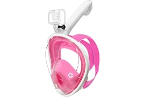 UKON Maschera Subacquea, Snorkeling Maschera Full Face 180 ¡ã Visualizza Design panoramico, Anti-Fogging Anti-Leak con Cinghie Regolabili con Tubo per Lo Snorkeling pi¨´ Lungo per Donna Bambino Adulto