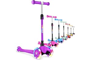 BELEEV A1 Trottinette pour Enfants de 2 à 6 Ans, Trottinette à 3 Roues pour Tout-Petits, Filles et Garçons, LED Roues Lumineuses, Hauteur Réglable, Inclinée pour Diriger, Plateau Antidérapant