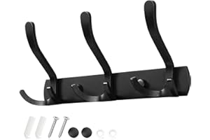 Sevenpers Percheros Pared Perchero de Pared con 3 Ganchos Triples Negro Alta Capacidad de Carga, Duradero y Ahorra Espacio para Entrada Dormitorio Cocina Baño