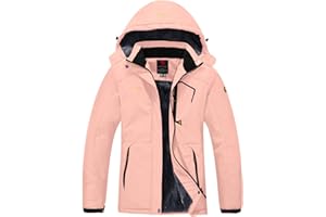 YSENTO Damen Winterjacke Wasserdicht Skijacke Outdoor Softshelljacke Warm Fleecejacke Funktionsjacke mit Abnehmbarer Kapuze