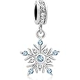 KunBead Jewelry Christmas Snowflake Dangle Charms Compatible with Pandora Bracelets