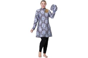SHUOBEITER Muslim Burkini Swimsuit Plus Size Swimwear Islamic Long Sleeve Full Cover Hijab Top Swim Pants Set