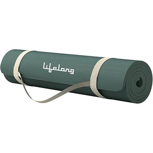 Lifelong Yoga mat for Women & Men EVA Material 4mm Anti-Slip Yoga Mat with Strap for Gym Workout|Exercise Mat For Home Gym|Yoga Mat For Gym Workout and Yoga Exercise (6 Months Warranty) Green