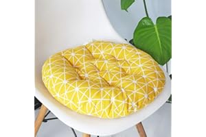 TREER-SHOP Treer Cojines de Asiento Redondos Acolchados para Sillas de Asiento para Interiores y Exteriores, Jardín, Patio, Cocina y Oficina (Triángulo Amarillo,40x40cm)