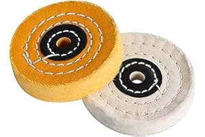 LUO KE 𝐋𝐮𝐨 𝐤𝐞 3 Inch Polishing Wheel for Bench Grinder - 2 Pcs Buffing Wheel (50 Ply), 10 mm Arbor Hole Cotton Sanding Wheel