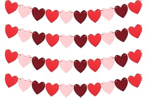 XULIN Valentines Day Decorations Heart Bunting-Felt Love Red Heart Garland,No DIY Paper Heart Decorations-Fabric Hanging String Streamer Banner for Birthday Wedding Anniversary Party Photo Props Curtain