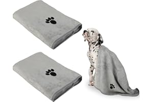 YVCVQKUC Lot de 2 Serviettes pour Chien, 100 x 50 cm, Serviettes en Microfibre pour Chien, Serviettes Super absorbantes pour Animaux de Compagnie, Accessoires de Bain pour Chien, Serviette Sechage Rapide