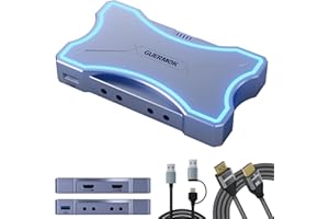 Guermok 4K HDMI Capture Card with Touch LED, Dual HDMI In/Loop-Out, USB 3.0, 4K@60Hz/ 2K@144Hz Video Capture, Mic/Line In, 4K60 Passthrough, Efficient Cooling, Streaming and Gaming for Switch2/1
