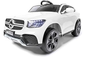 ATAA Mercedes GLC Coupe Edition -Coche eléctrico para niños con batería 12v, Mando para Padres, Logos, Luces y música mp3 (Blanco-glc)