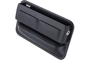 Vusddy Auto Organizer Vorne, Autositz Lückenfüller Organizer, Leder Car Seat Gap Filler Universell Autositz Side Aufbewahrungsbox für Handys, Geldbörse, Karten, Brillen, Münz, Schlüssel