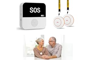 IKIKIN Drahtloses Senioren Notrufknopf Wasserdicht Smart Notrufklingel Alert System, Verwendung mit Tuya WiFi, Geeignet für ältere Patienten Behinderte oder Kinder, 1Empfänger+2 SOS Notrufknopf