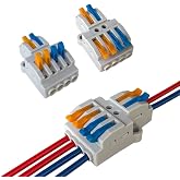 Aiqeer 15 Pieces KV424 Lever Nut Cable Connectors Set, 2 in 4 out Compact Conductor Connector, Bilateral Quick Spring Connect