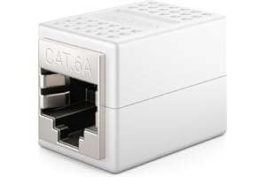 deleyCON 1 Sztuka Łącznik RJ45 (10 Gbit/s) Przedłużacz Kabla LAN Kabel Sieciowy Adapter Ethernet Złącze Kompatybilne z Cat8, Cat7, Cat6, Cat5 Kabel Krosowy LAN DSL POE 2X Gniazdo RJ45 - Biały