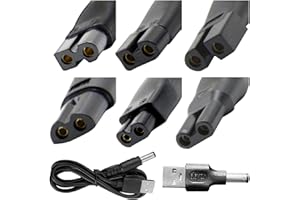 VIOLOTORIS Shaver Charger, 1M USB Charger Cord Replacement 1m USB To 5521 Shaver Charger Cable Shaver Power Adapter with 6 Charging Cord Heads and 1 Pc USB To 5521 Adapter, for Electric Hair Clippers Razors