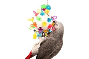 Parrot Essentials Binky Ball Parrot Toy - Colourful & Fun Toy for Birds And Parrots (Large) For African Grey, Cockatoo, Macaw, Amazon & Other Large Birds, Parrot Toys African Grey, Cockatiel Toys