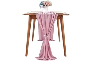Waylipun Chiffon Table Runner, 28x120 Inches Chiffon Table Runner for Party Wedding Banquets Decor, Modern Style Sheer Table Runner for Wedding, Birthday, Bridal & Baby Shower, Christmas (Dusty Pink)