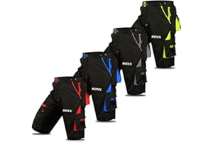 ROXX Cycling MTB Shorts Coolmax Padded Detachable Inner Lining Free Style Adult Size - Black/Fluorescent