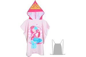 JORAKI Ręcznik kąpielowy z kapturem dla dzieci, ponczo dla dzieci, ręcznik kąpielowy z mikrofibry, ultramiękki i bardzo duży szlafrok dla dziewcząt, chłopców, dzieci w wieku 6-14 lat, syrenka 1