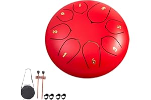 YUCHIFA Tambor de lluvia para jardín al aire libre, tambor de lluvia, tambor de lluvia con lengüeta de acero, tambor de lluvia impermeable, para acampar, meditación o yoga (8 sonidos 6 pulgadas,H)