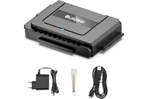 SUIDEK Convertisseur USB 3.0 vers SATA - Lecteur de Disque Dur Externe SATA vers IDE pour Disque Dur HDD/SSD 2,5"/3,5", Adaptateur IDE vers USB C Compatible avec Lecteur Optique