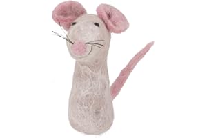 GURU SHOP Handgemachte Fingerpuppe aus Filz - Mäuschen, Wolle, 9x4x3 cm