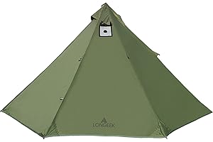 Longeek Tente de Camping 2-4 Personnes Imperméable avec Trou Poêle à Bois 4 Saisons Tipi