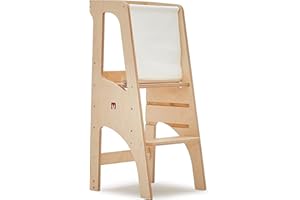 Torre d'apprendimento Bianconiglio Kids EVO: Versatilità, Regolabilità e Sicurezza EN71/3, Bordi Arrotondati Fatta a Mano in Italia (Kidsafe, All Natural - Legno Naturale Senza Vernici Aggiunte)