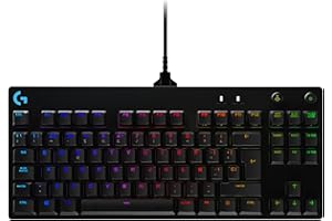 Logitech G PRO TKL Teclado Gaming Mecánico sin teclado numérico, Teclas GX-Clicky Azules, RGB LIGHTSYNC, Diseño portátil para esports, Cable Micro USB Desmontable, Disposición QWERTY US - Negro