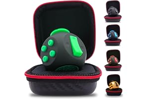 PILPOC theFube Fidget Cube - Deluxe Authentic Fidget Toys for Adults & Kids - Premium Protective Case, Stress Cube, Anxiety Toys, ADHD, OCD, Autism. Quiet Sides & Fidget Clicker Toy (Black & Green)