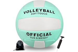 Bibykivn Palla da Pallavolo,Pallone Beach Volley,Soft Touch Volleyball per Interni ed Esterni,Pallavolo per Spiaggia Palestra Addestramento,Articolo Con Zaino e Borsa a Rete Con Pompa,Taglia 5