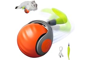 YXtecd Speedy Tail 2.0 Cat Toy, Interactive Cat Toy for Indoor Cats, Smart Interactive Cat Toy Balls, Self Rolling Smart Cat Toy Ball Two Speed Adjustment(Orange)