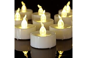 YiYFiT Lot de 12 Bougies Chauffe-Plat Classiques à LED Blanches sans Flamme - Bougies à Piles vacillantes pour Noël, Pâques, Halloween, Mariage, fête, Festival, etc