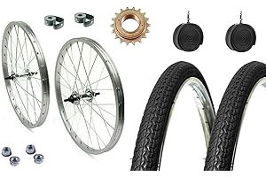 MADICKS COPPIA CERCHI ANTERIORE + POSTERIORE 20 X 1.75 + 2 COPERTONI + 2 CAMERE D'ARIA VALVOLA ITALIA + PIGNONE 16 DENTI 1 VELOCITA' + 4 DADI + 2 FLAP PER BICI MTB-BMX- CITY BIKE -GRAZIELLA