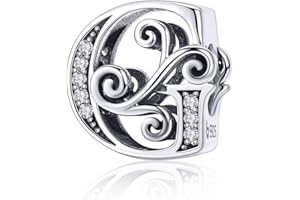 TIZU Buchstaben Charms 925 Sterling Silber Alphabet Charm Anhänger für Europäischen Armband Halskette