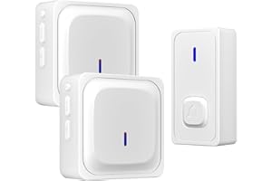 HBN Wireless Door Bell Cordless for Home with 2 Receivers,Plug in Doorbell Chime for Garage,Waterpoof Wall Mounted Doorbells Button for Apartment, Bedroom,Classroom, Kids Room(White)