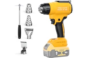 GGIKING Wireless Heat Gun for Dewalt 20V Battery (without Battery) Heat Gun for Welding, Pipe Bending, Paint Removal, Heat Gun with 4 Nozzles