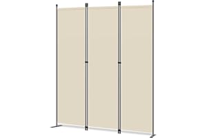 ‎ANGEL LIVING Angel Living Paravent 3tlg Sichtschutz,Faltbildschirm Raumteiler Sichtschutz aus Stahl und Polyester (Beige)