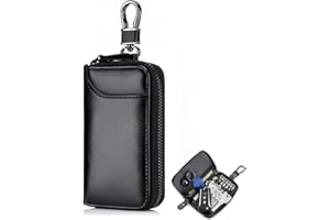 WOXJENA Pochette Clé Voiture, Étui Porte-Clé Pochette, Porte-Monnaie Sac à Poche Sécurité Multifonctionnel pour Hommes Zipper Key Case