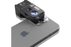 Shiptree 200 x Mobile Phone Microscope with LED Light, Mini Microscope with CPL for Smartphone Camera, Pocket Microscope for Explore Micworld, Digital, Compatible with iPhone/Samsung/Xiaomi/Huawei