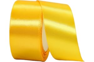 YAYAFUNFUN Nastro di Raso 40mm Oro Giallo, 22 Metri Nastro Doppio Raso per Artigianato, Natale, Decorazioni, Confezioni Regalo, Feste di Compleanno, Matrimoni, Bomboniere ﻿