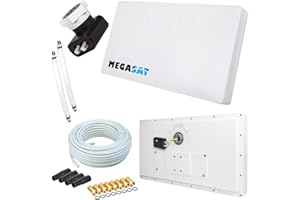 netshop 25 Megasat Flachantenne Profi Line H30 D2 Twin inkl. Fensterhalterung + 20m Kabel + 2X Fensterdurchführung. Neueste Generation für HD und SD TV (einfache und stabile Montage) Set